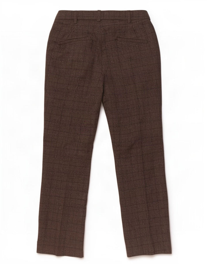 Zara Dame Cropped Trousers Medium W28 L25 Brun Plaid Polyester