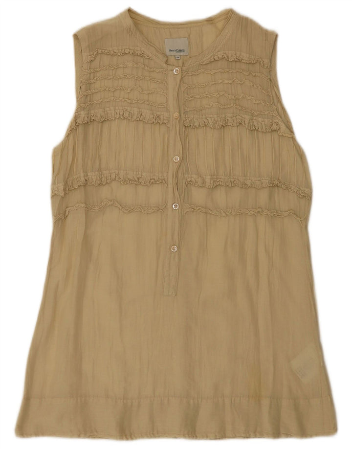 Henry Cottons Dame Ærmeløs Tunika Top IT 44 Medium Beige Bomuld