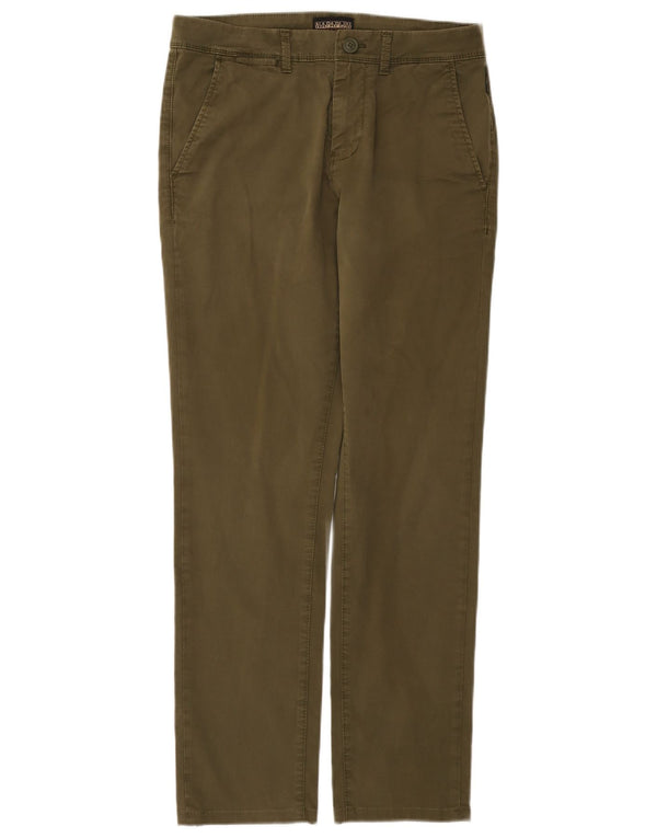 Napapijri Mens Straight Chino Trousers W30 L29 Khaki