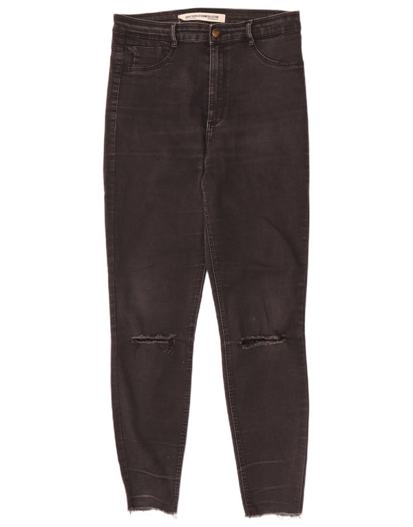 Zara Dame High Waist Distressed Skinny Jeans EU 42 Large W32 L28 Black