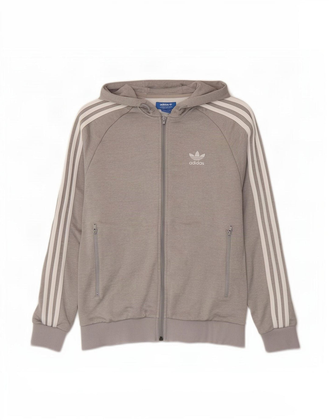 Adidas Hættetrøje med lynlås til mænd, lille grå polyester