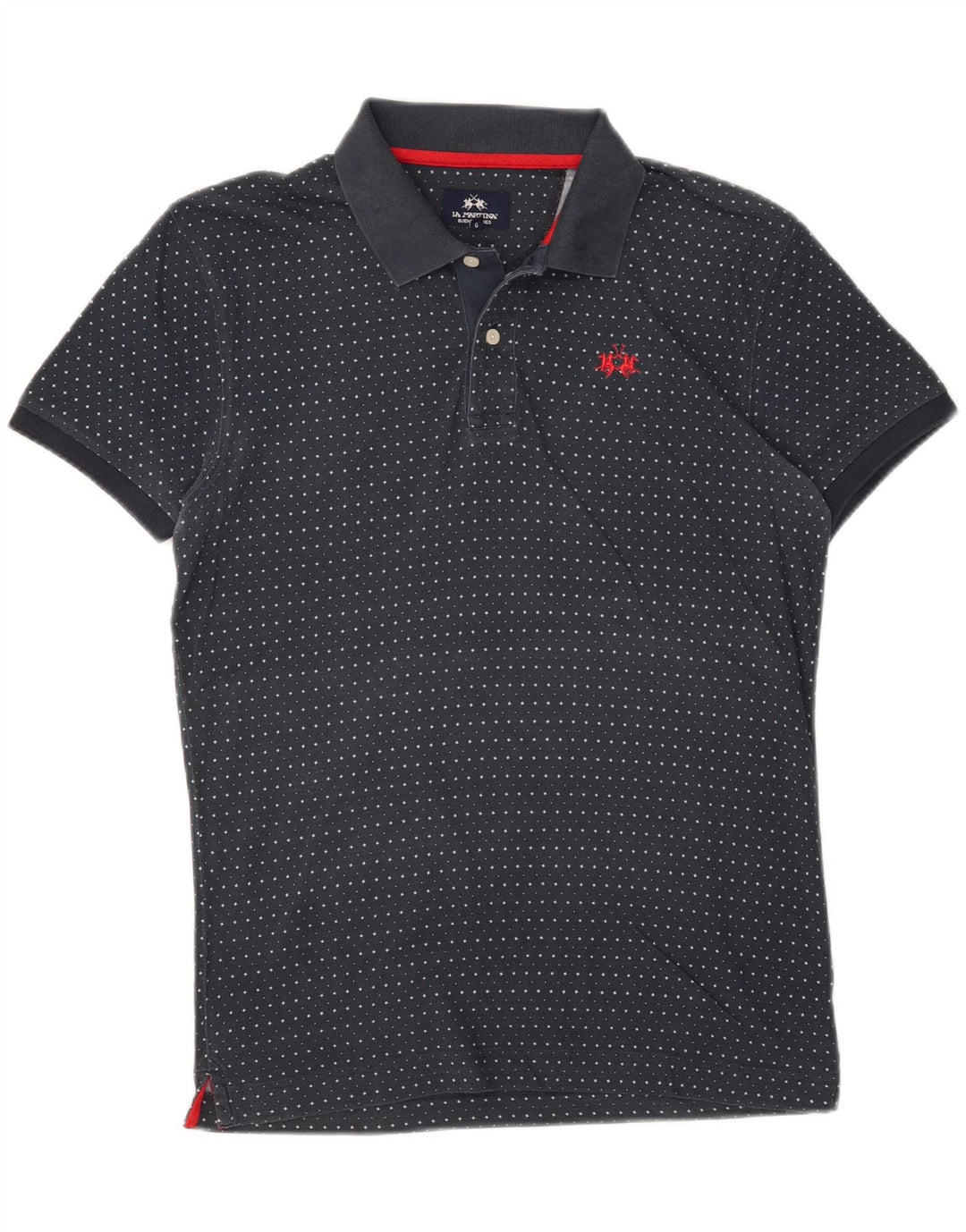 La Martina Herre abstrakt mønster Slim Fit Polo Shirt Large Navy Blue