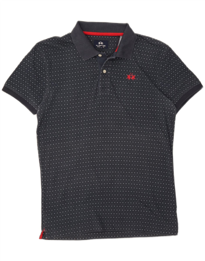 La Martina Herre abstrakt mønster Slim Fit Polo Shirt Large Navy Blue
