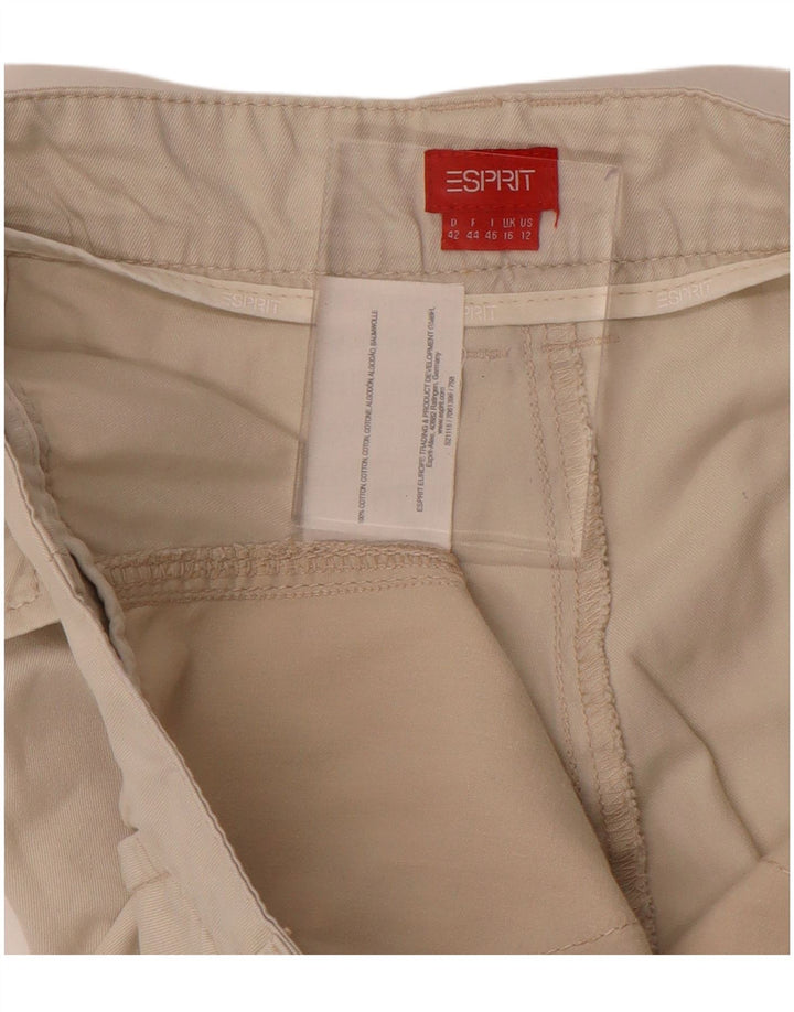ESPRIT Womens Straight Cropped Trousers UK 16 Large W34 L26 Beige Bomuld