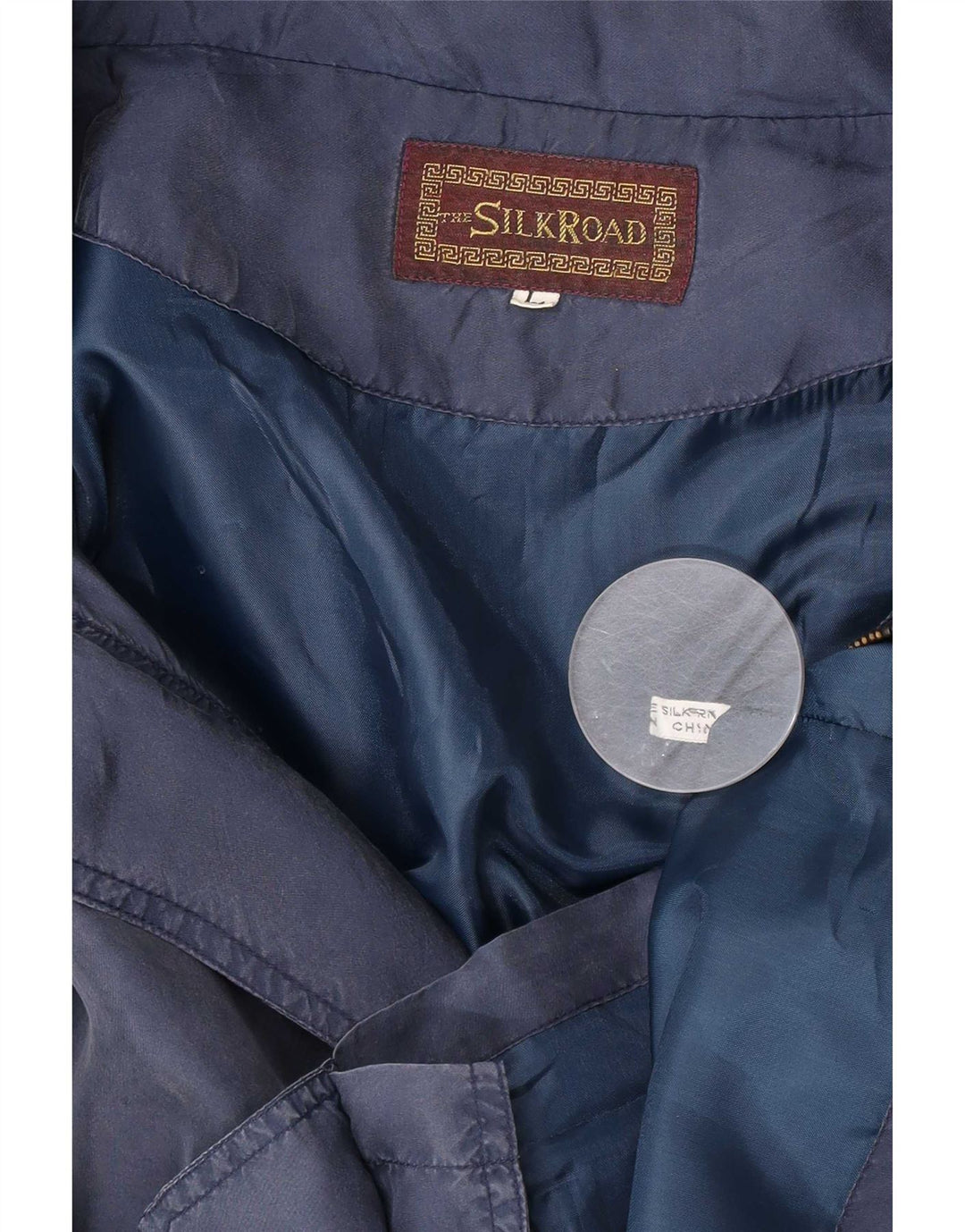 Vintage Herre Utility Jacket UK 40 Large Navy Blue Silk