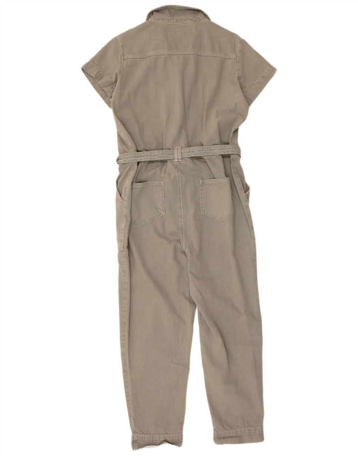 Fat Face Dame Denim Jumpsuit UK 12 Medium Khaki Cotton