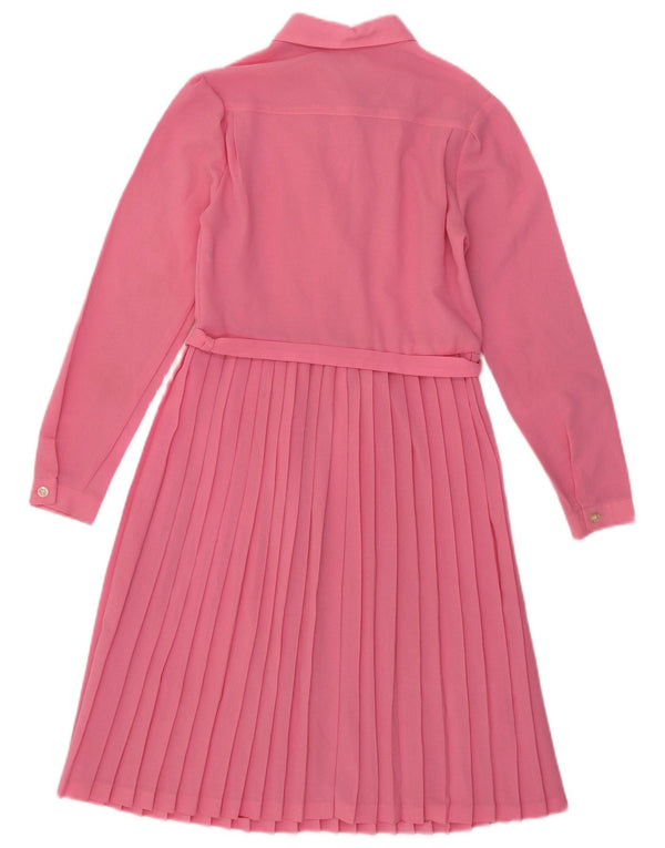 Vintage Dame Langærmet A-Line Kjole UK 10 Small Pink