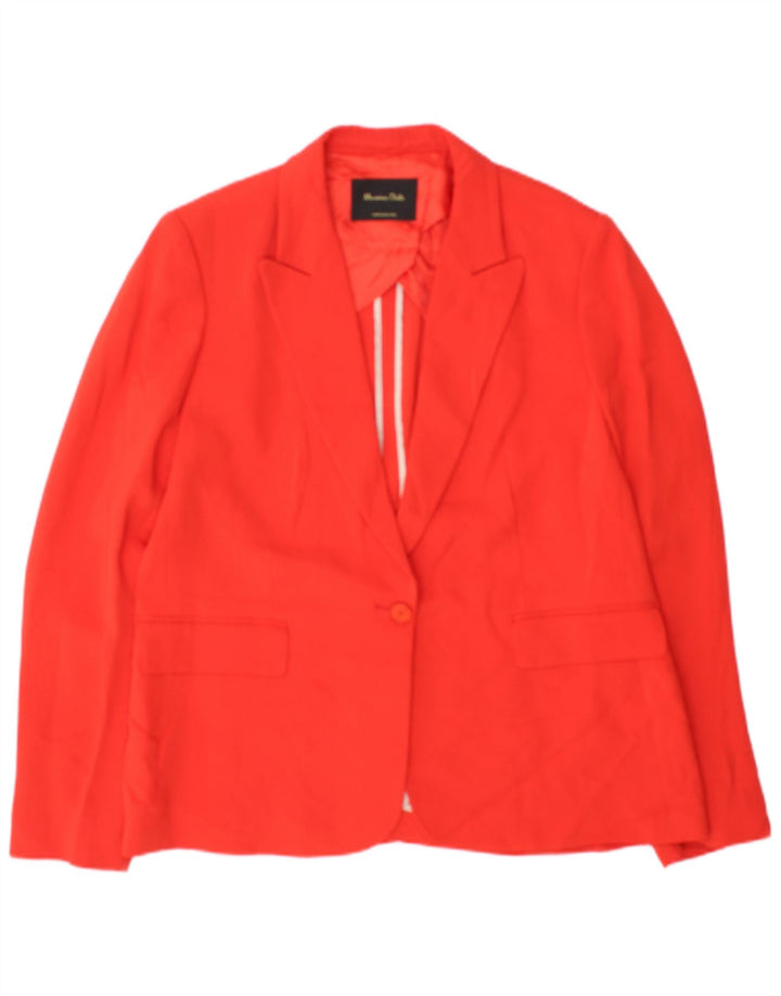 Massimo Dutti Dame 1 Knap Blazer Jakke EU 44 XL Rød Viscose