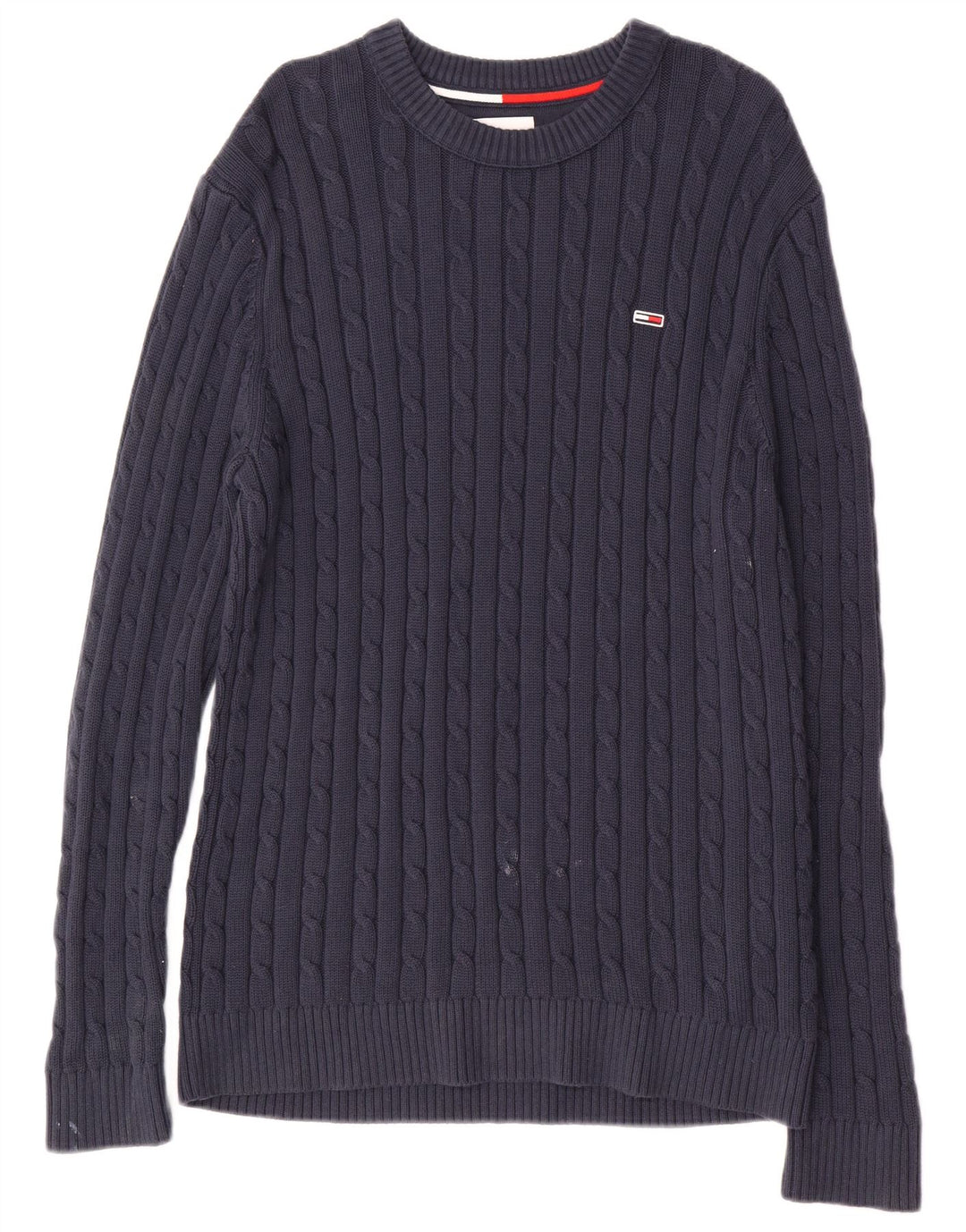 TOMMY HILFIGER Herre grafisk rund hals sweater mellemblå