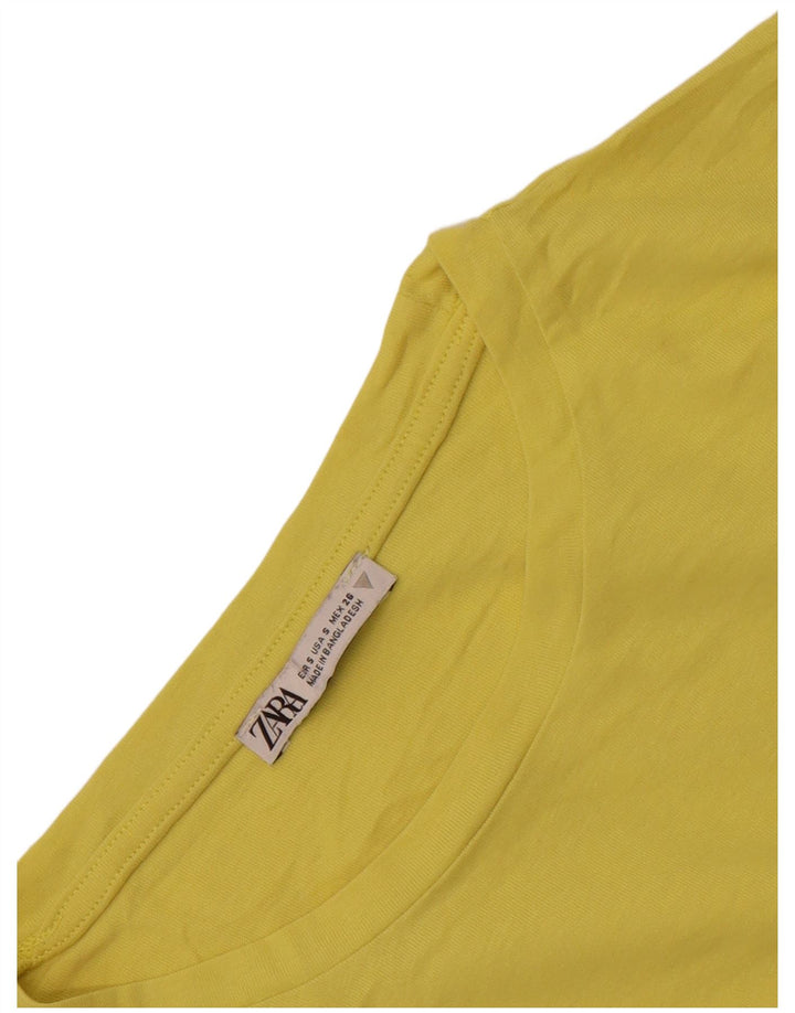 Zara Womens Crop Bluse Top UK 10 Small Yellow