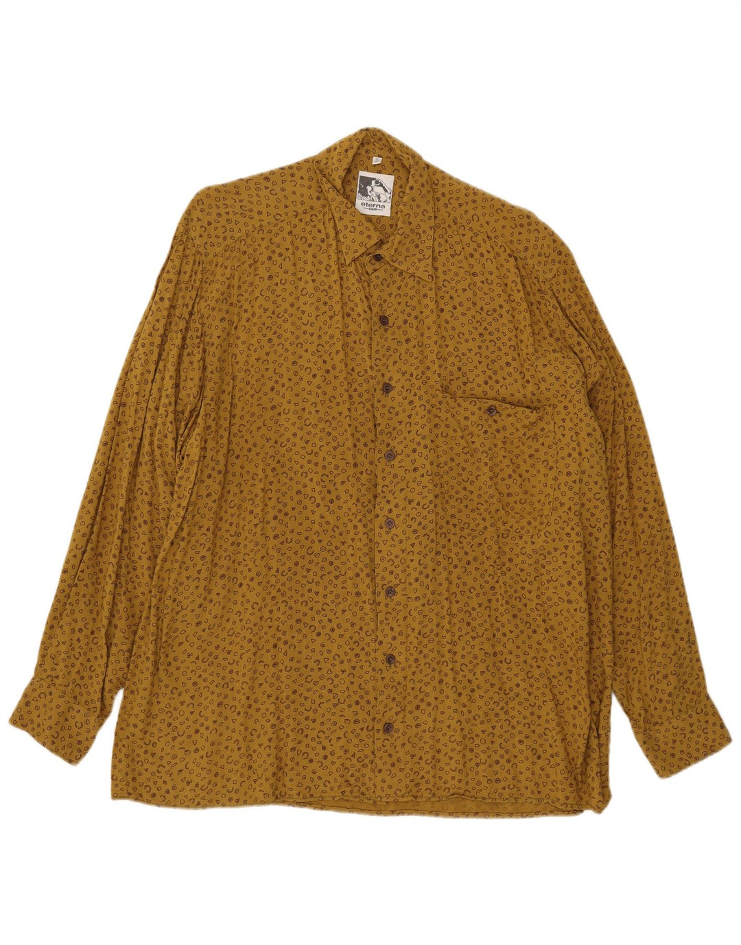 Eterna Herre abstrakt mønster skjorte str. 41 16 Large Yellow