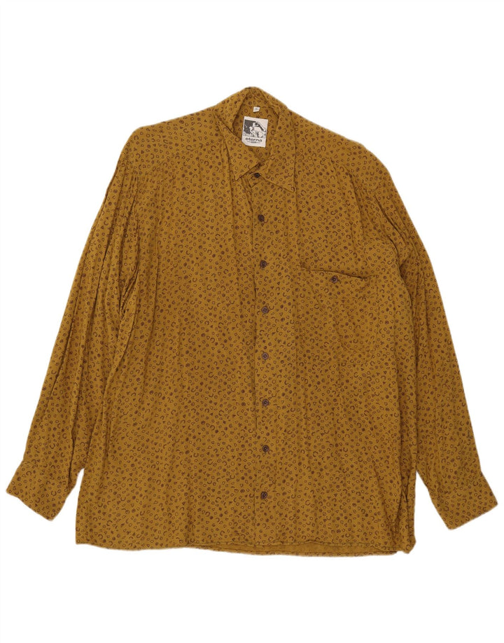 Eterna Herre abstrakt mønster skjorte str. 41 16 Large Yellow