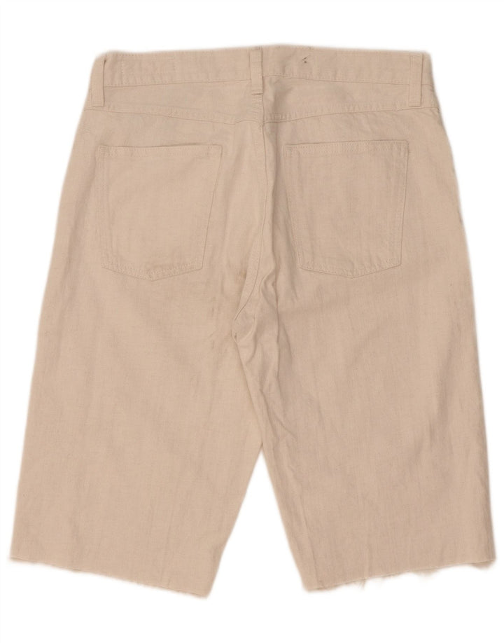 Zara Dame Denim Shorts EU 40 Medium W30 Hvid Bomuld