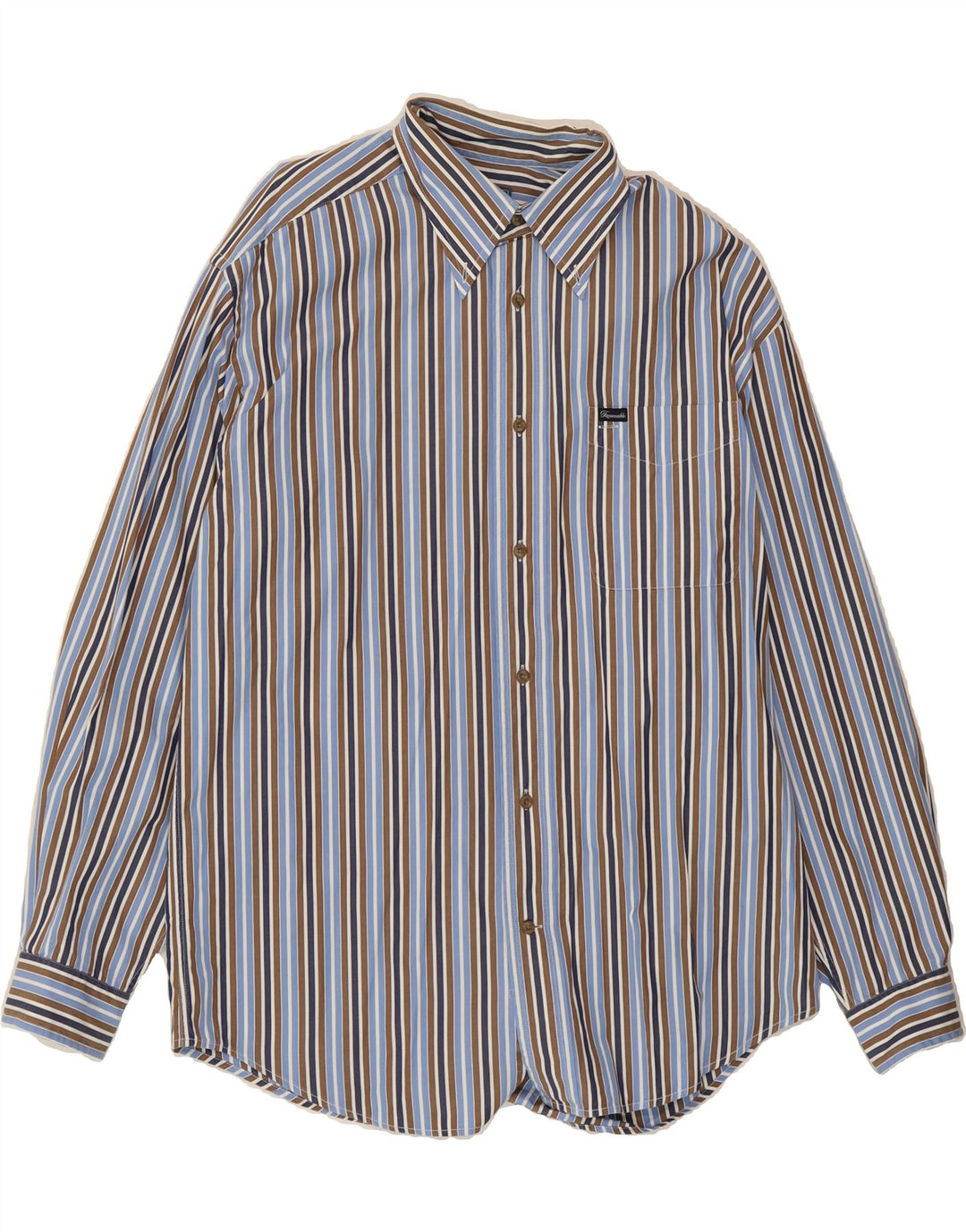 FACONNABLE Mens Shirt Large Blue Striped Cotton Vintage Faconnable and Second-Hand Faconnable from Messina Hembry 