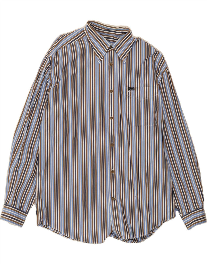 FACONNABLE Mens Shirt Large Blue Striped Cotton Vintage Faconnable and Second-Hand Faconnable from Messina Hembry 
