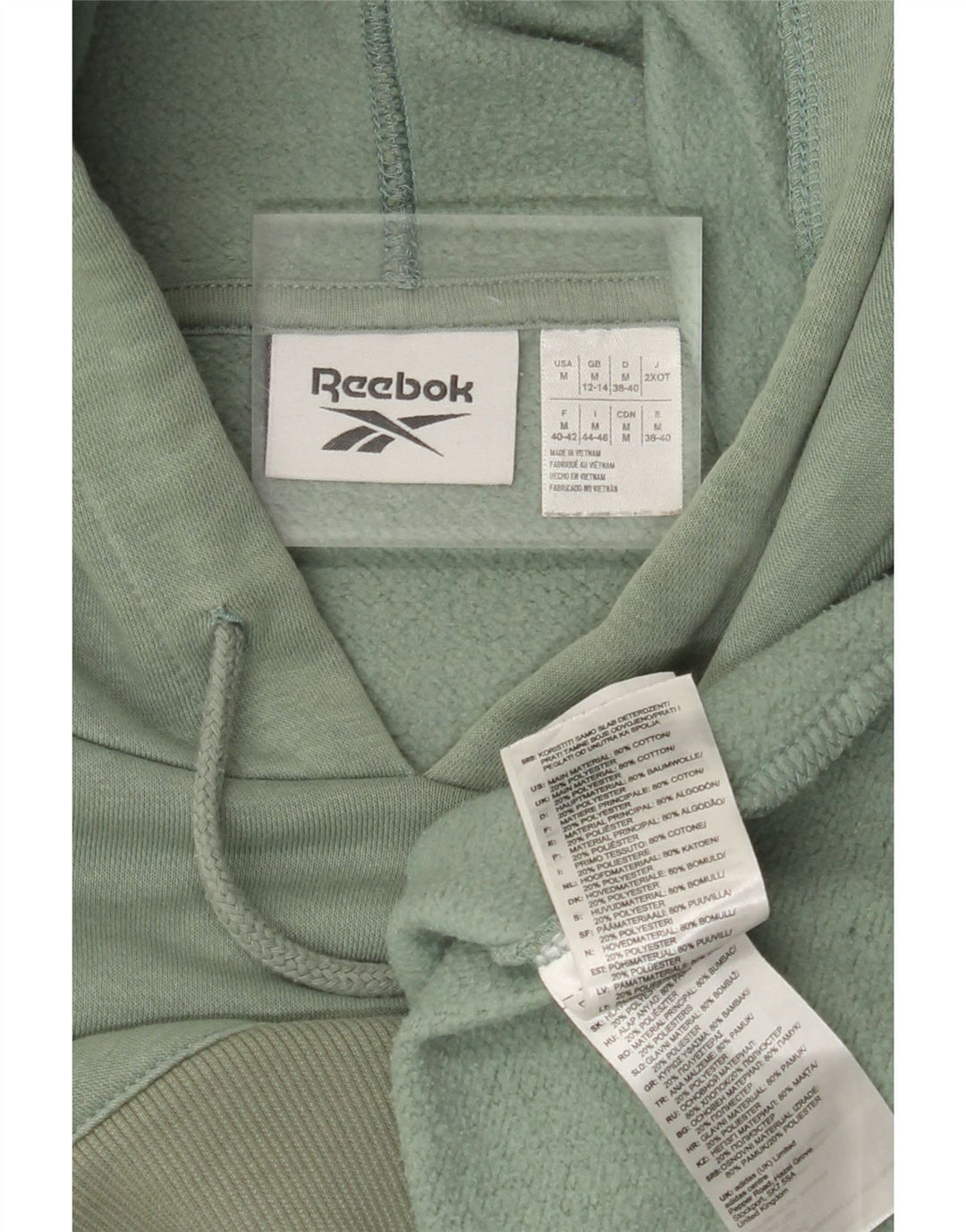 Reebok Womens Crop Asymmetrisk Hoodie Jumper UK 12/14 Medium Green Bomuld