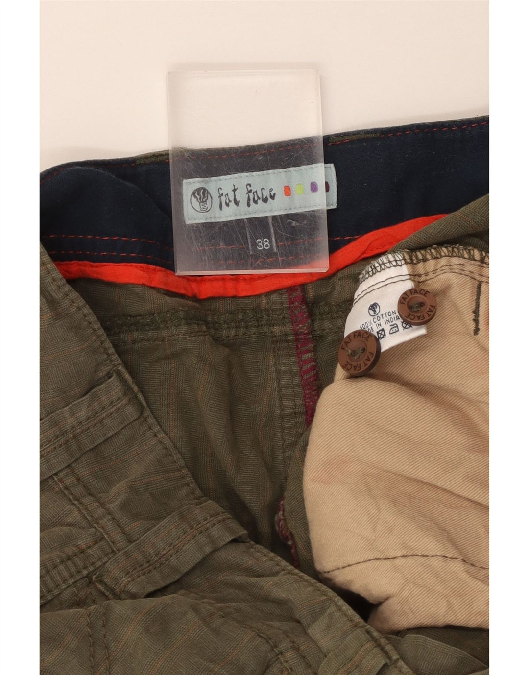 Fat Face Herre Cargo Shorts W38 XL Khaki Bomuld