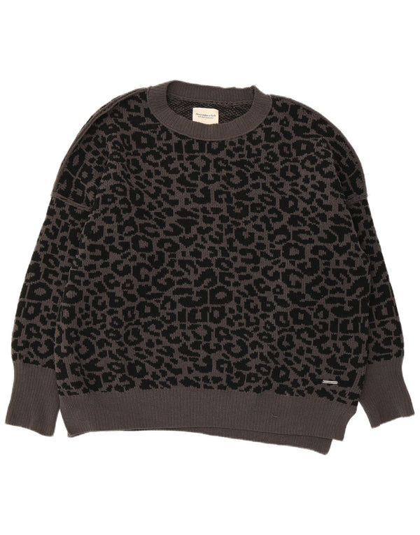 Abercrombie & Fitch Dame Boat Neck Jumper Sweater UK 16 Large Grå