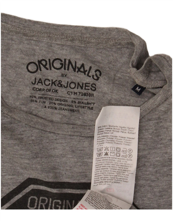 Jack & Jones Herre grafisk T-shirt Top Mellemgrå Flecked Bomuld