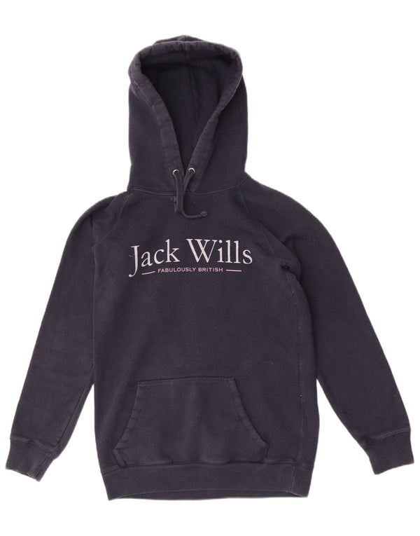Jack Wills Grafisk hættetrøje til kvinder UK 6 XS Marineblå bomuld