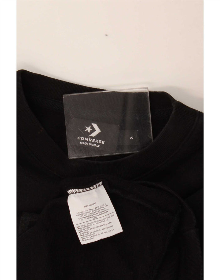 Converse Womens Oversized Crop Graphic Sweatshirt Jumper UK 10 Small Black