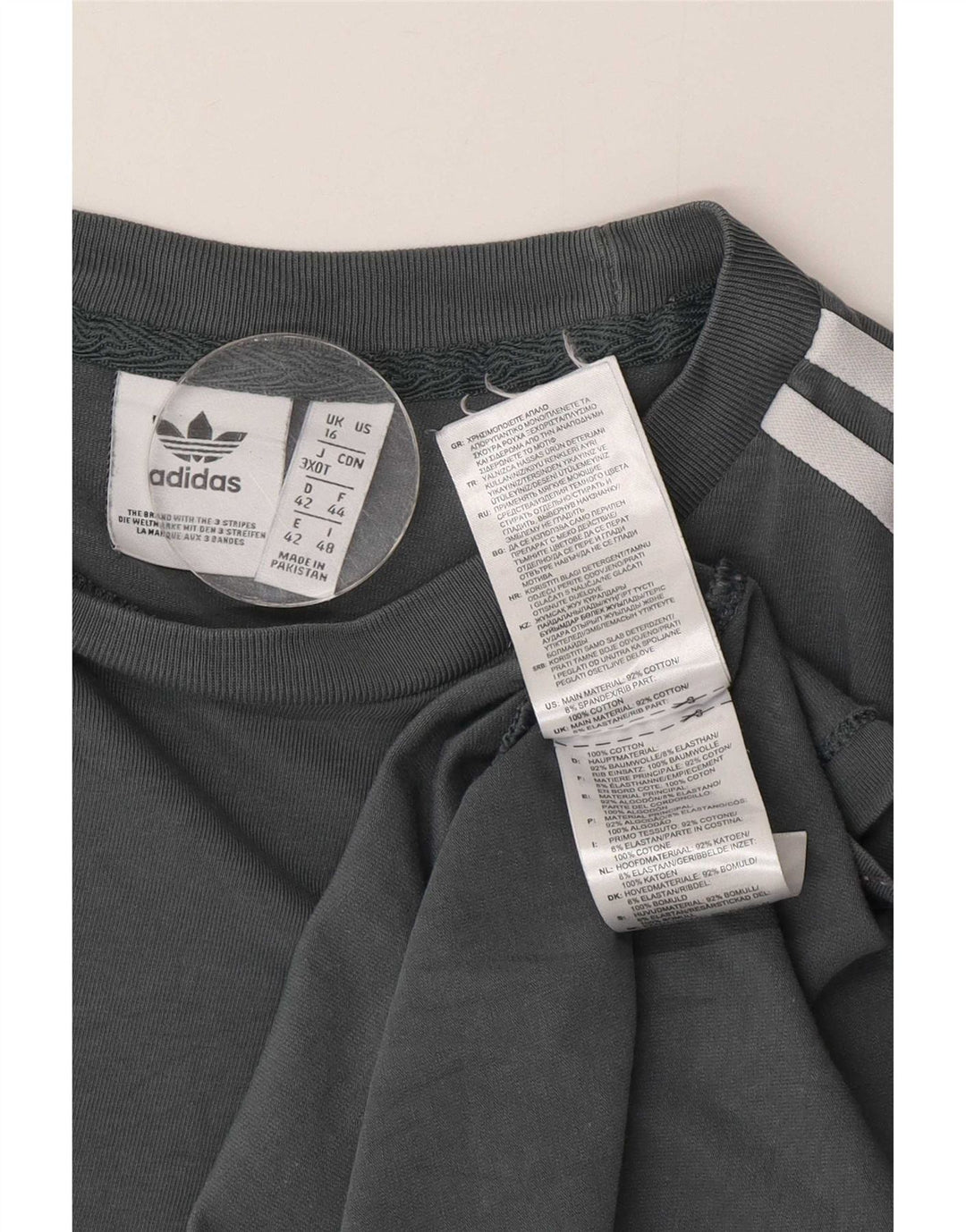 Adidas Dame Top Langærmet UK 16 Stor Grå Bomuld