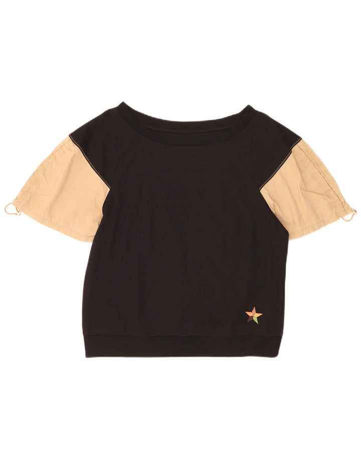 Benetton Dame Sweatshirt Jumper UK 16 Large Black Colourblock