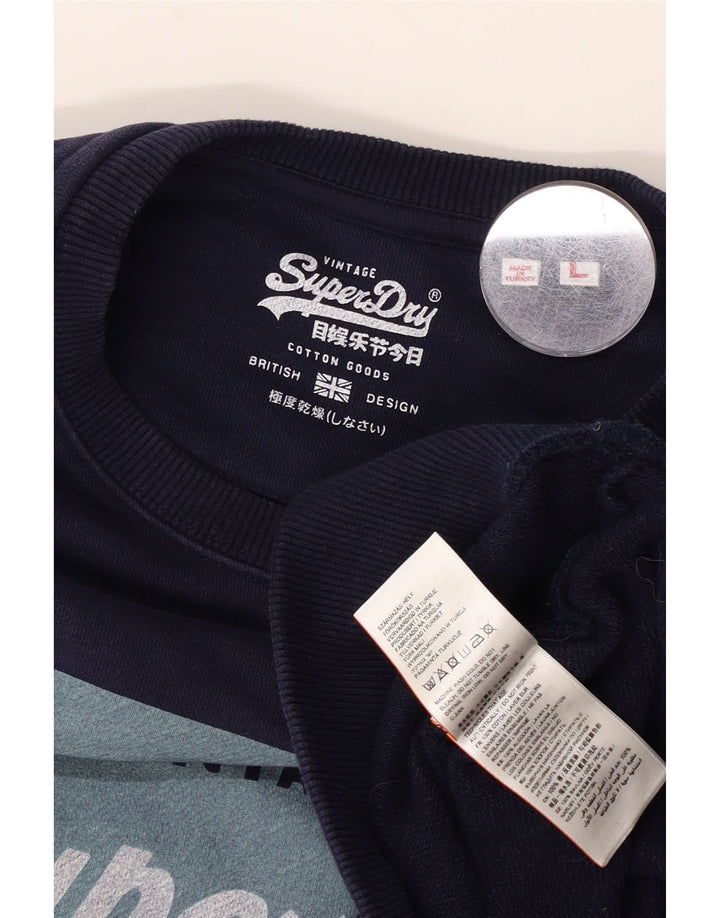 Superdry grafisk sweatshirt til mænd, stor marineblå bomuld