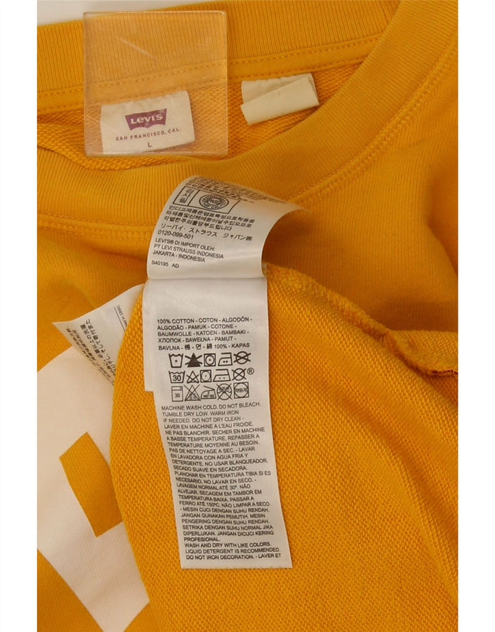 Levi's Dame grafisk sweatshirt Jumper UK 16 Stor gul bomuld