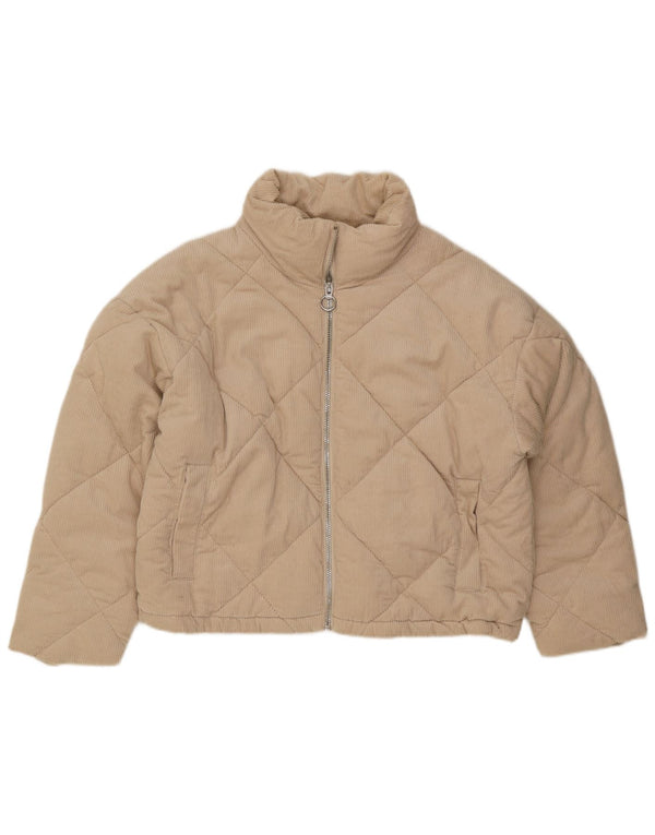 Topshop Dame Oversized Corduroy Polstret Frakke UK 16 Stor Beige Bomuld