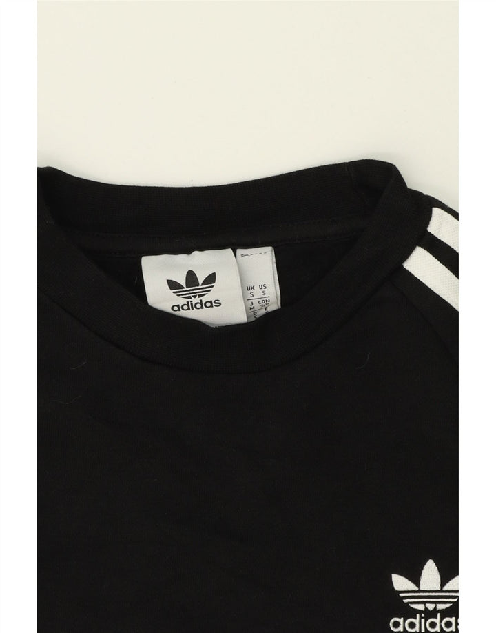 ADIDAS Womens Oversized Crop Top Long Sleeve UK 10 Small Black Cotton Vintage Adidas and Second-Hand Adidas from Messina Hembry 