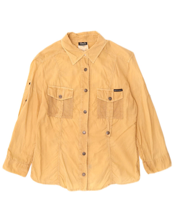 DOLCE & GABBANA Womens Shirt UK 14 Large Beige Cotton