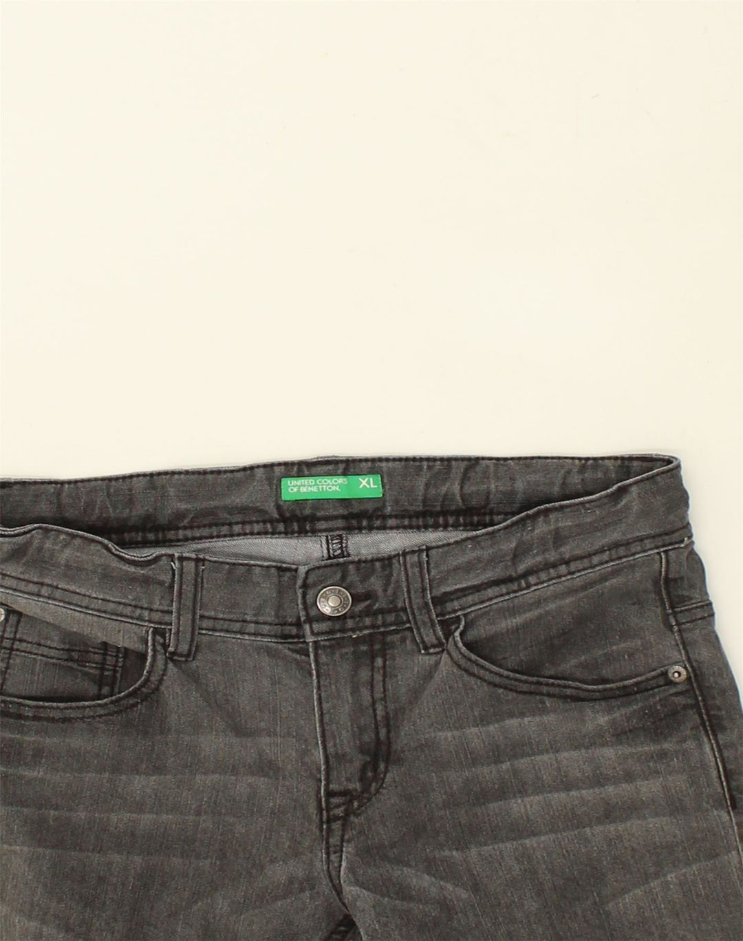 BENETTON Girls Slim Jeans 15-16 Years XL W28 L27 Grey Cotton | Vintage Benetton | Thrift | Second-Hand Benetton | Used Clothing | Messina Hembry 