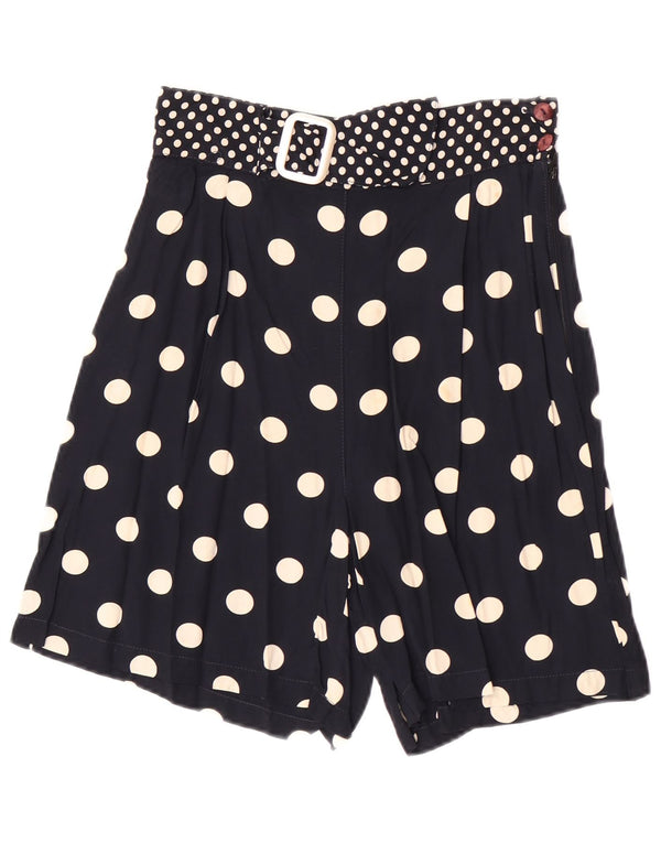 Vintage kvinders højtaljede fritidsshorts Medium W26 Navyblå Polka Dot