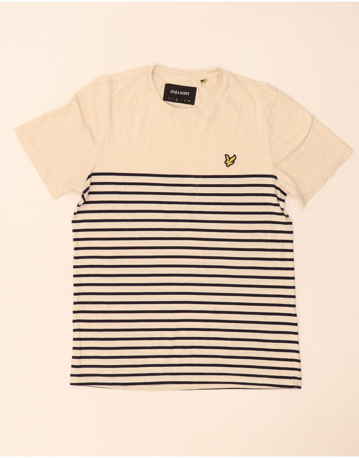 Lyle & Scott Herre T-shirt Top Medium Beige Stribet Bomuld