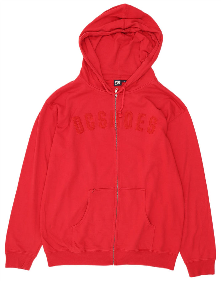 DC Herre grafisk hættetrøje med lynlås mellemrød bomuld