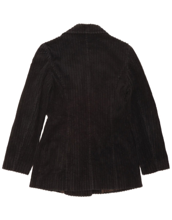 Sportstaff Womens Double Breasted Corduroy Blazer Jacket UK 10 Small Black