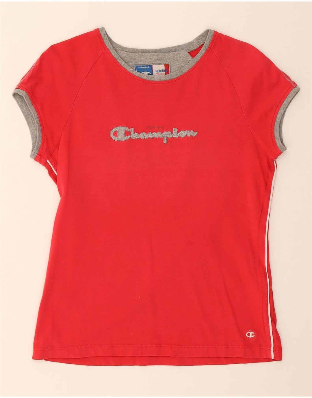 CHAMPION Womens Heritage Classics Graphic T-Shirt Top UK 14 Large Red Vintage Champion and Second-Hand Champion from Messina Hembry 