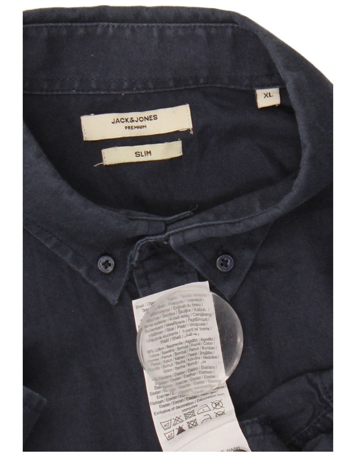 Jack & Jones herre slim skjorte XL marineblå bomuld