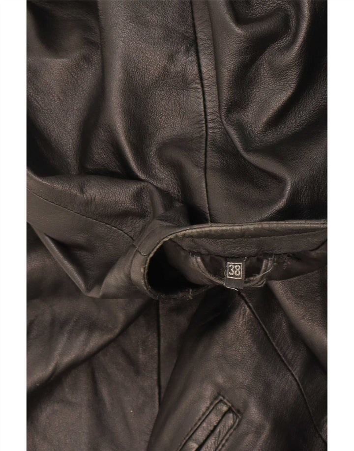 Vintage oversized læderfrakke til kvinder EU 38 Medium Sort