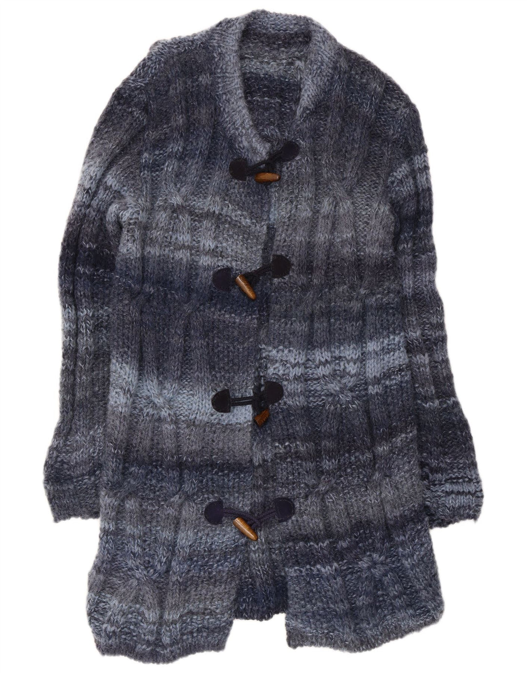 Vintage Dame Longline Cardigan Sweater UK 12 Mellem blå stribet