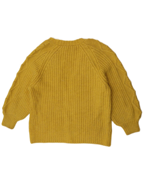 Marks & Spencer Womens Open Cardigan Sweater UK 16 Large Yellow Acryl