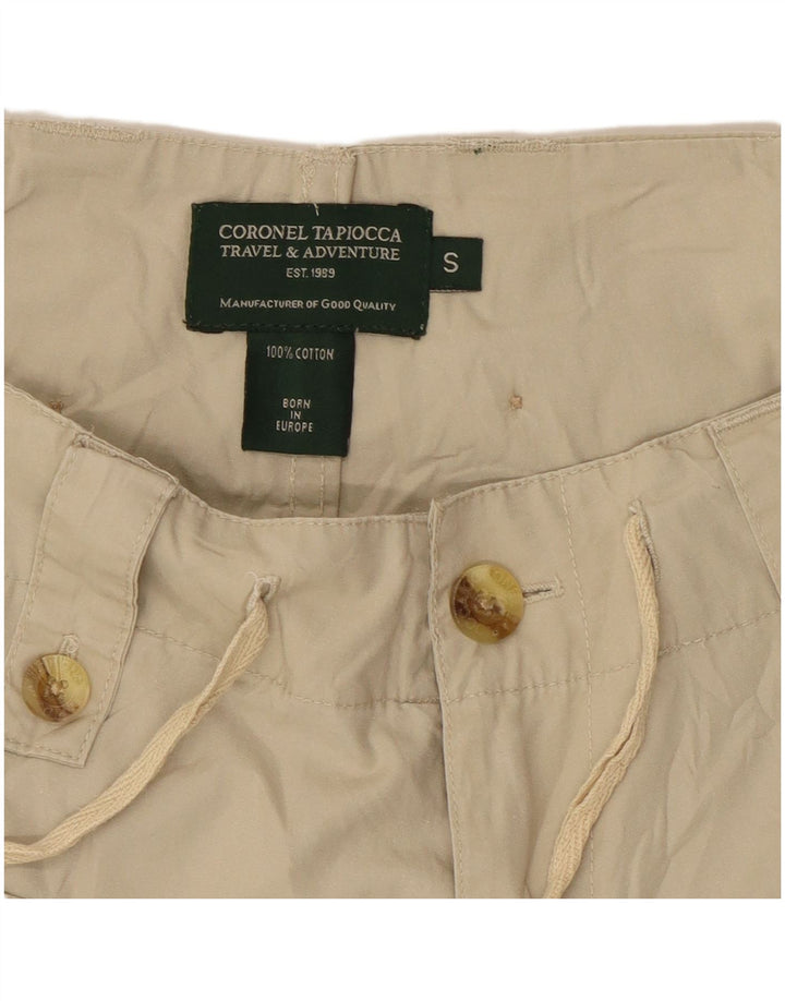 Vintage Dame Cargo Capri Bukser Små W27 L21 Beige Bomuld