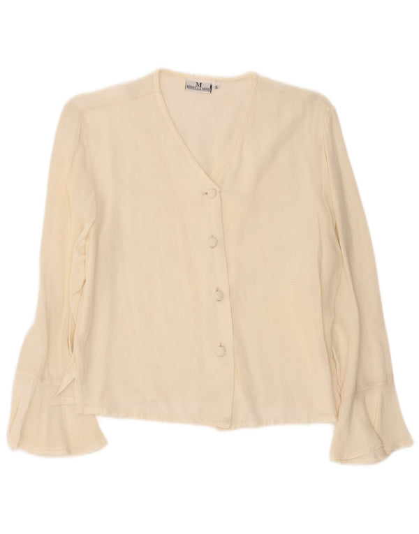 Mirella Mori Dame Relaxed Fit skjortebluse UK 10 Small Off White Viscose