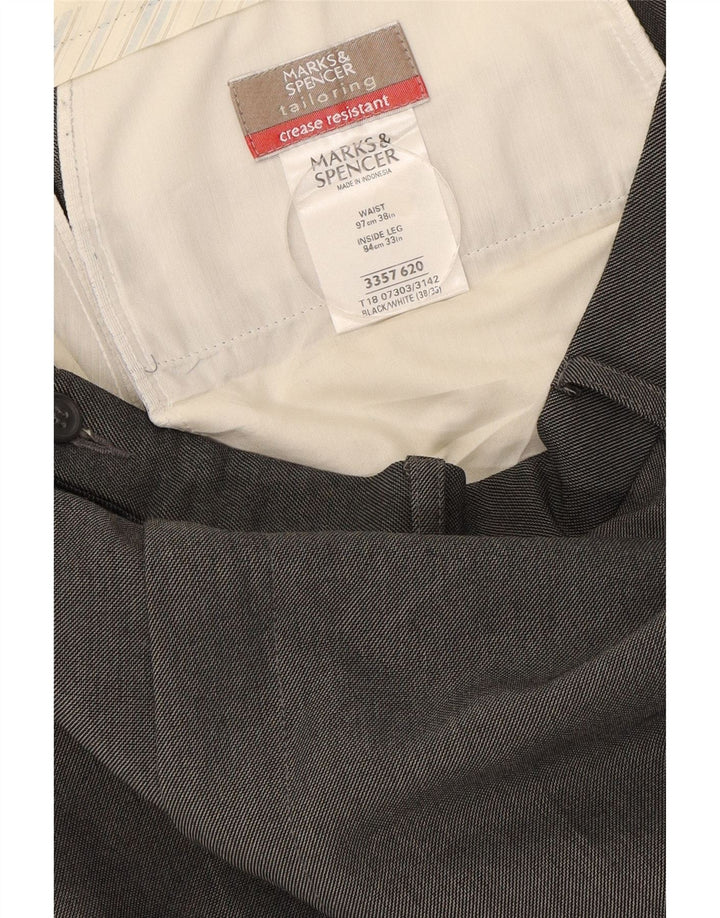 Marks & Spencer Straight Suit Bukser til mænd W38 L33 Grå polyester