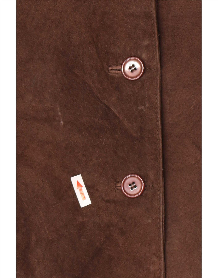 Vintage Dame Loose Fit Læderjakke UK 14 Medium Brun Læder