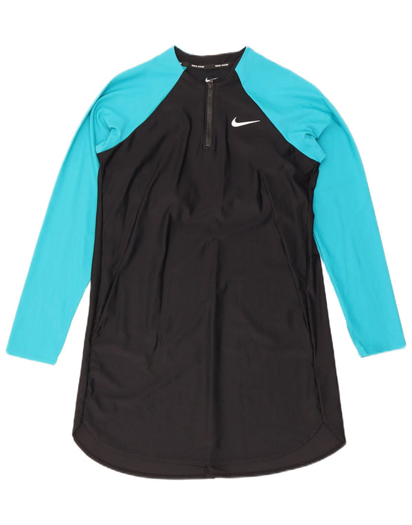 Nike Womens Swim Longline Top Langærmet UK 10 Small Black Colourblock