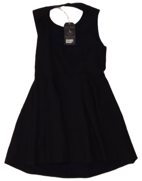 Jack Wills Dame ærmeløs Halter Dress UK 14 Large Navy Blue Chevron