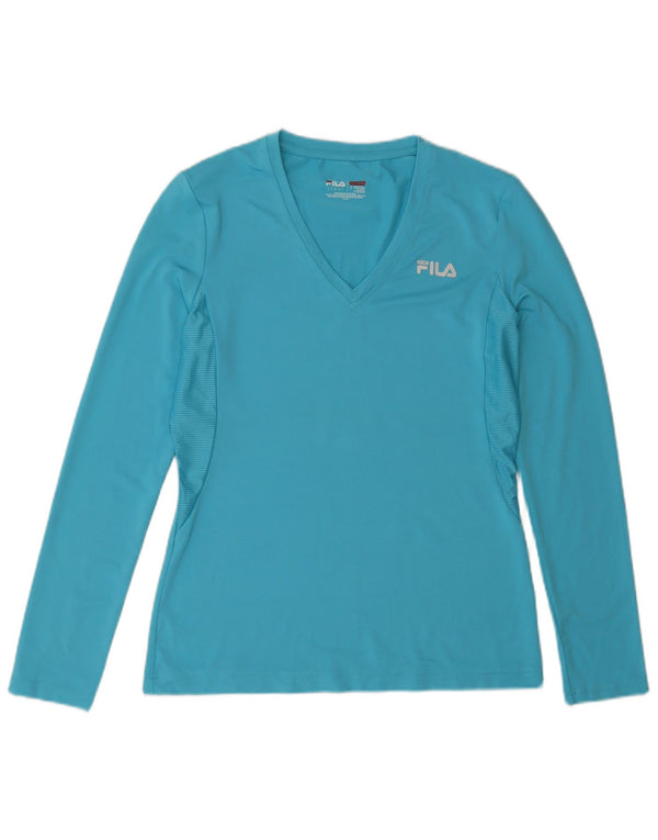 Fila Dame Top Langærmet UK 10 Small Blue Polyester Sports