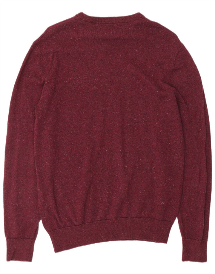 CREW CLOTHING Herre V-hals sweater Small Bourgogne Flecked